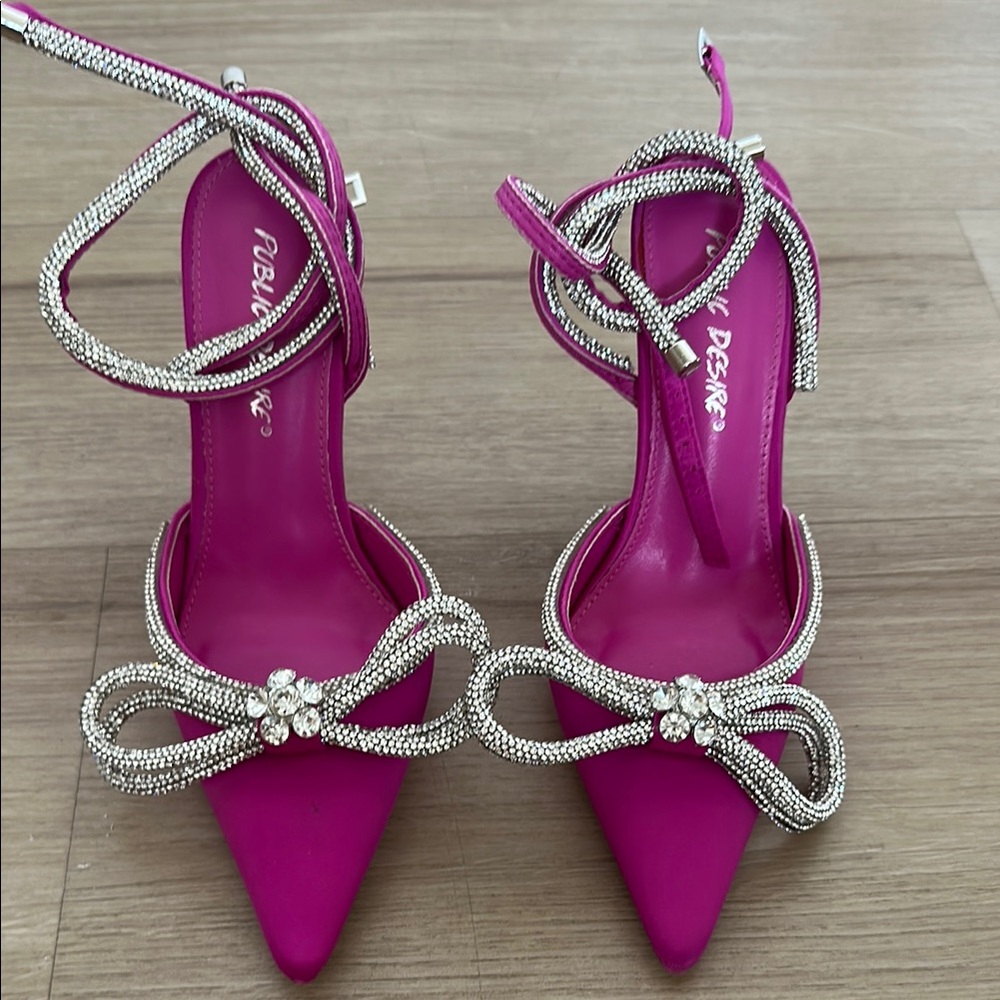 Public Desire Pink Stiletto Heels with Bow Details